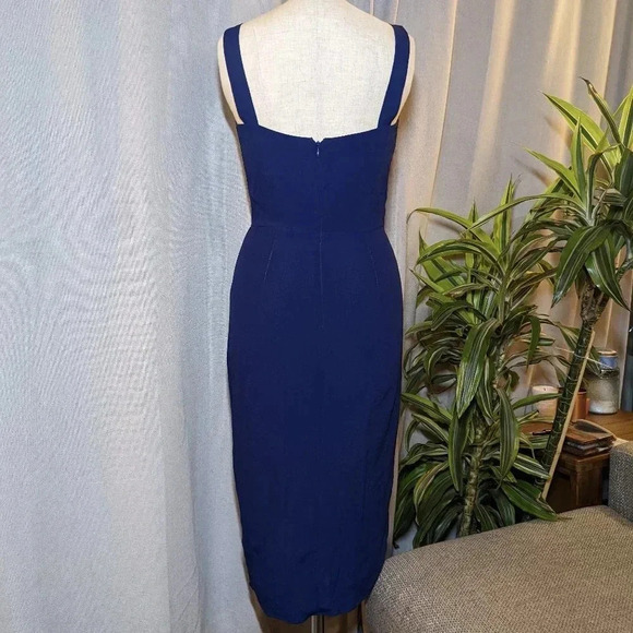 Reformation Blue Christina Midi Slit Dress Sleeveless Square Neckline XS - Picture 3 of 9